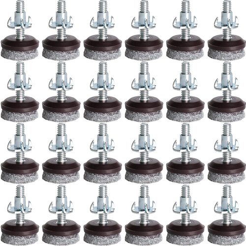 Anwenk Furniture Levelers Adjustable Furniture Feet Leveling 1/4-20x1" Threaded Shank T-Nuts,24 Pack