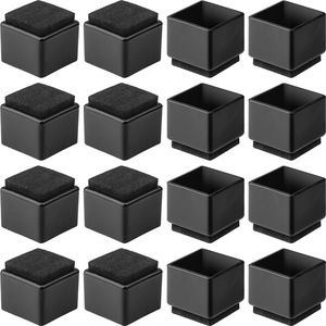 Anwenk 1''x1" Square Chair Leg Floor Protectors with Felt Pads-16Pack,Black