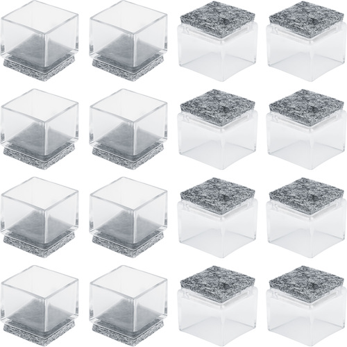 Anwenk 1''x1" Square Chair Leg Floor Protectors with Felt Pads-16Pack,Clear